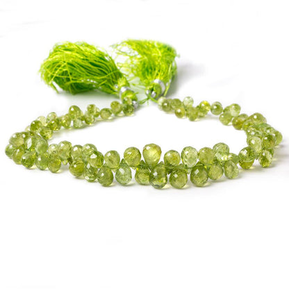 4-8mm Peridot Beads Tear Drop Briolette 9.25 inch 94 pieces