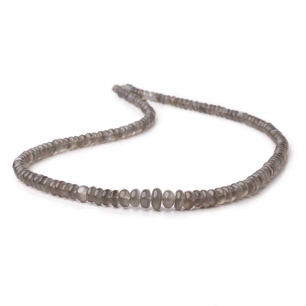 4-8mm Platinum Grey Moonstone plain rondelles 18 inch 150 beads