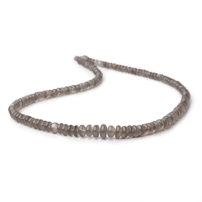 4-8mm Platinum Grey Moonstone plain rondelles 18 inch 150 beads