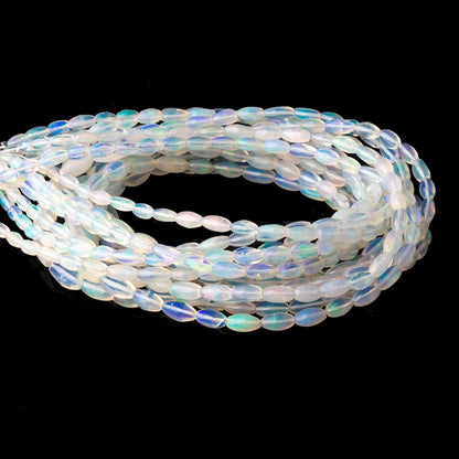 4-9.5mm Ethiopian Opal Plain Rice Beads 18 inch 66 pieces AA