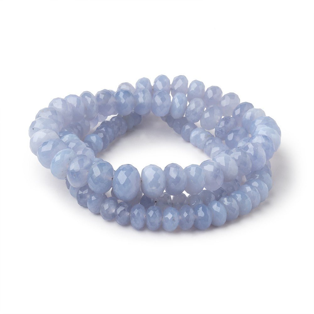 4-9mm Namibian Blue Chalcedony faceted rondelles 18 inch 115 beads AA