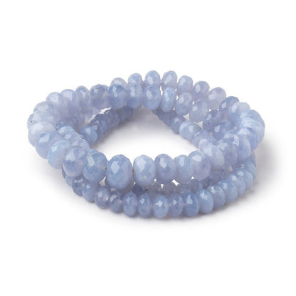 4-9mm Namibian Blue Chalcedony faceted rondelles 18 inch 115 beads AA