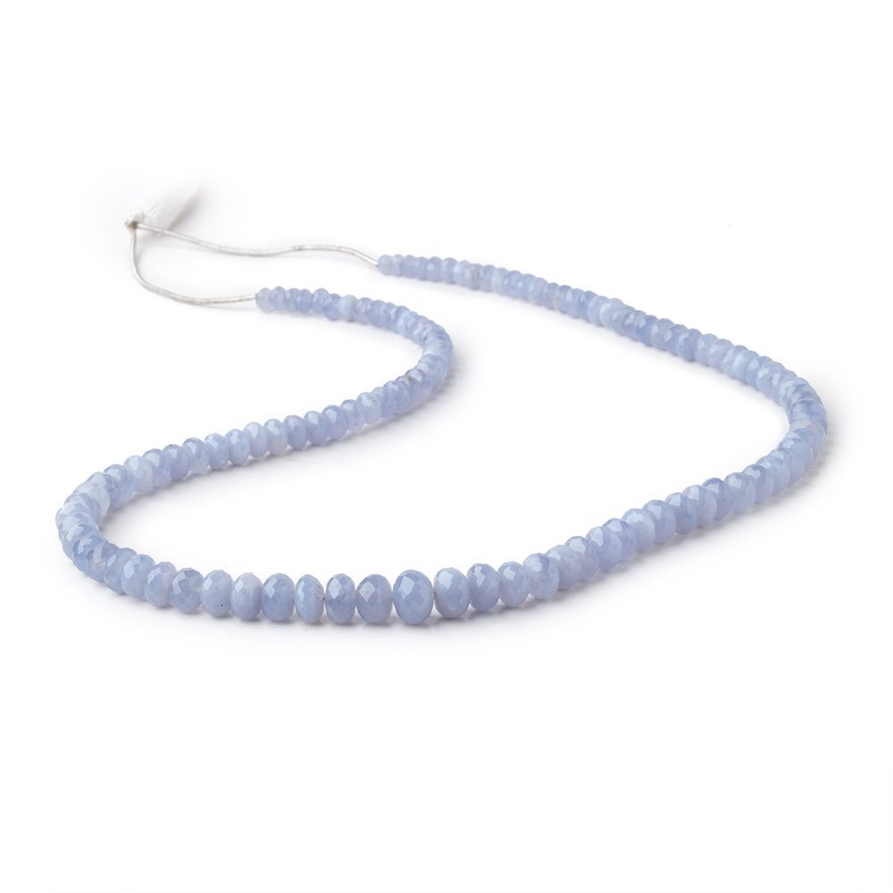 4-9mm Namibian Blue Chalcedony faceted rondelles 18 inch 115 beads AA