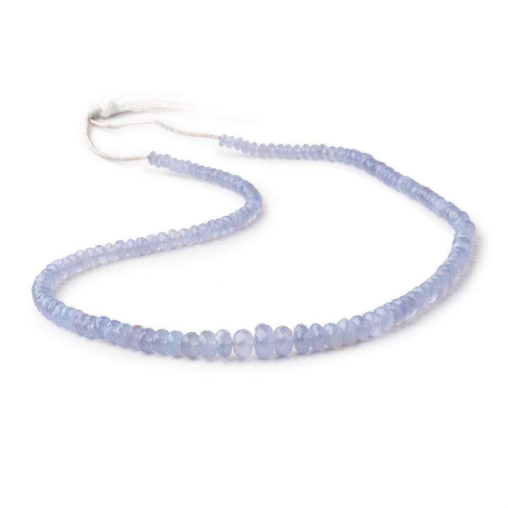4-9mm Natural Blue Chalcedony faceted rondelle beads 18 inch 145 pieces AA