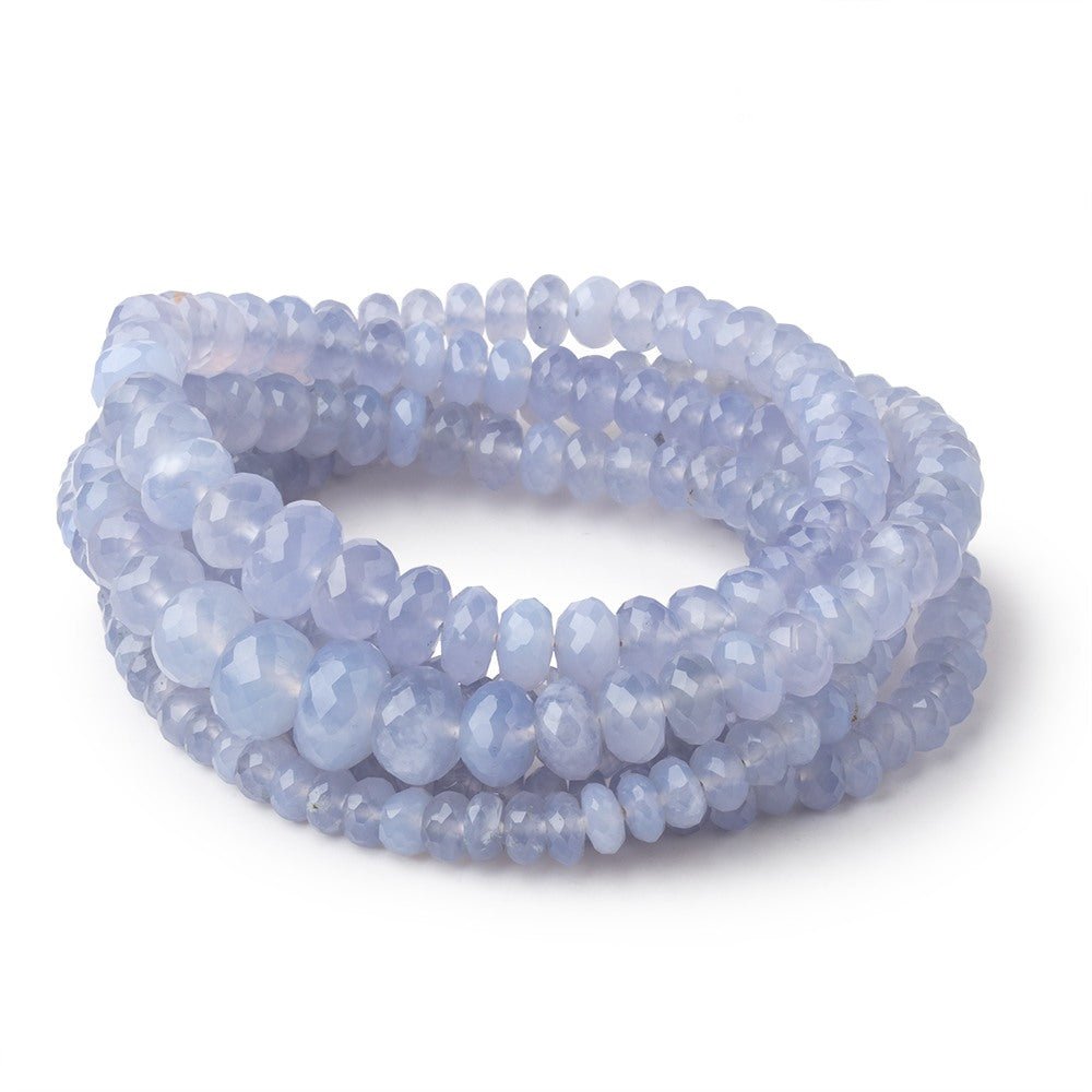 4-9mm Natural Blue Chalcedony faceted rondelle beads 18 inch 145 pieces AA