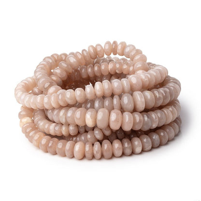 4-9mm Peach Moonstone Plain Rondelle Beads 18 inch 124 pieces