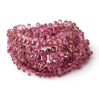 4-9mm Rubellite Tourmaline Faceted Tear Drop Beads 18 inch 264 pieces AAA