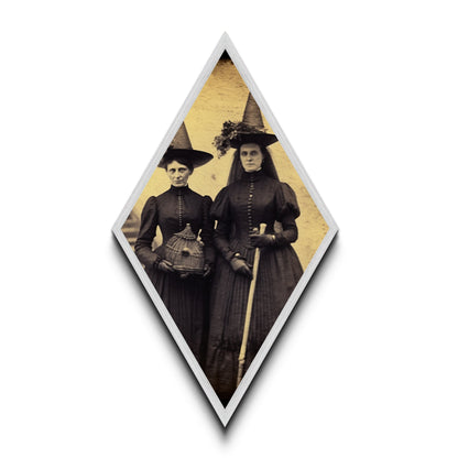 Viktorianische Hexen, Sepia-Fotografie, rautenförmiger Kunstdruck auf Leinwand, gotische Halloween-Motive, Dark Academia, Okkultismus, Vintage-Ästhetik