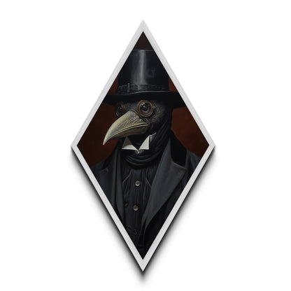 Plague Doctor Raven Portrait Dark Academia Wall Art, Crow Portrait, Gothic Victorian Oil Painting Print, Diamoned Shaped Art