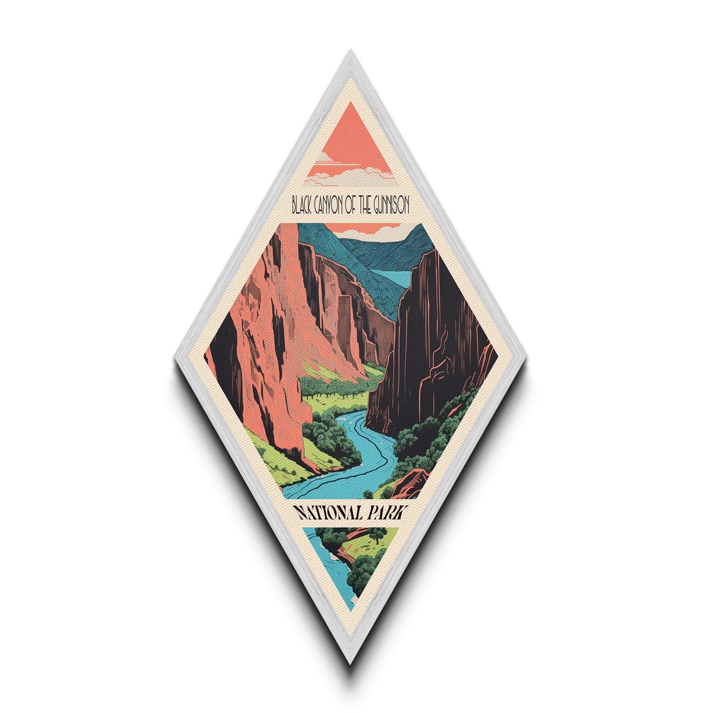 Black Canyon of the Gunnison Diamond Shaped Travel Poster Canvas Art Print, Canvas Wall Art, Travel Gift, Colorado Travel Art