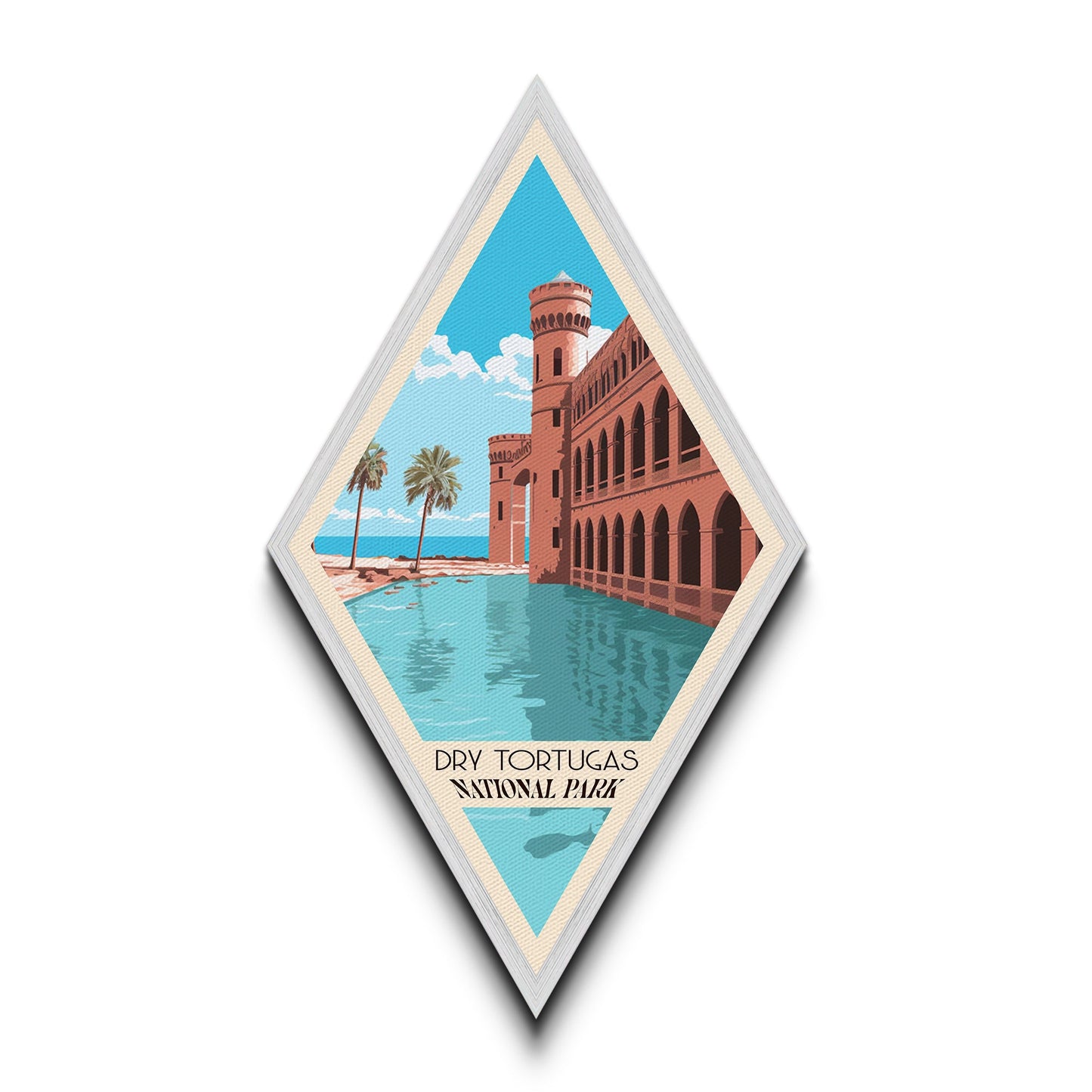 Retro-Reiseposter „Dry Tortugas Nationalpark“ auf Leinwand, Reisedeko-Kunst, Midcentury-Modern-Deko, Florida-Reisekunst