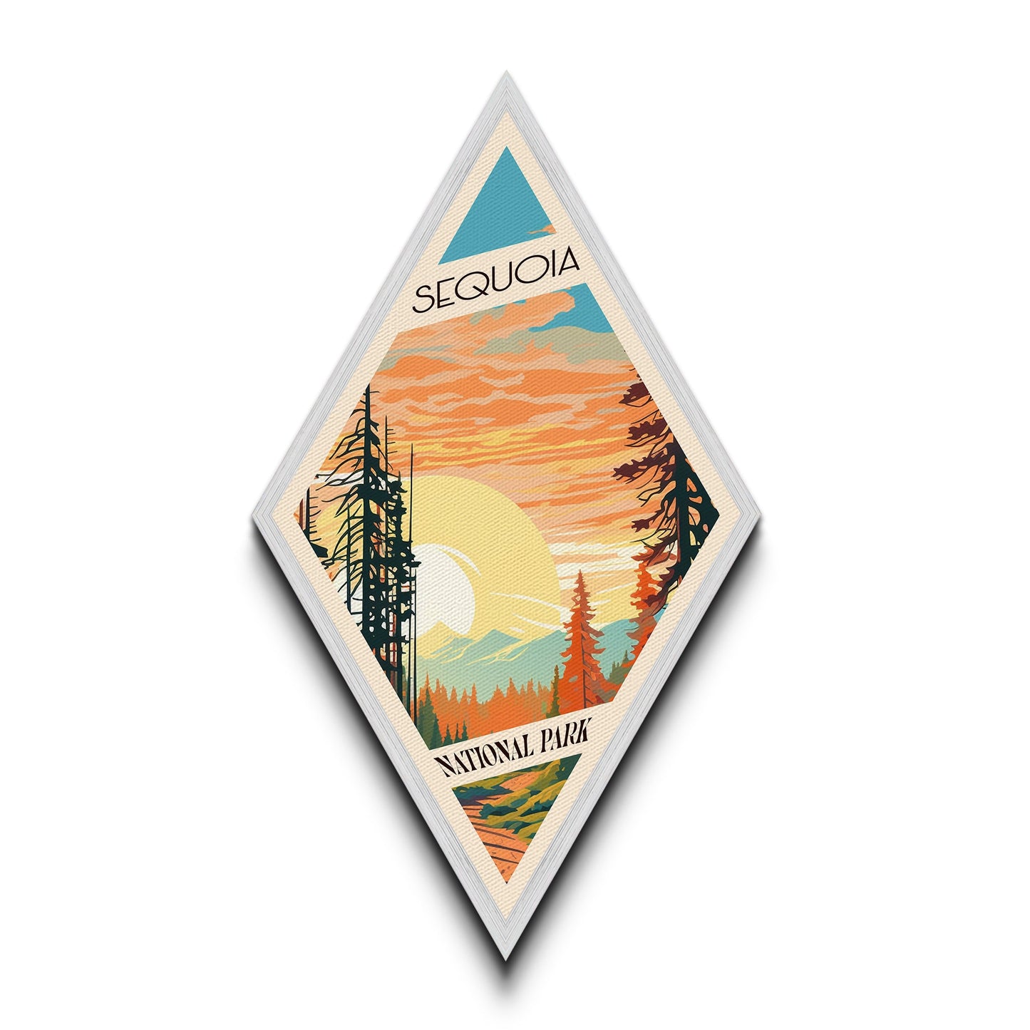 Retro-Abenteuerposter „Sequoia Nationalpark“, Wandbild mit Struktur, Reisedeko, Midcentury-Modern-Deko, Kalifornien-Reisekunst