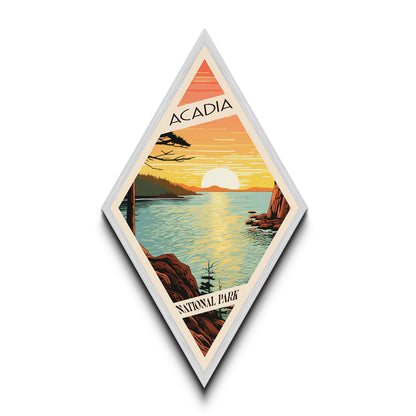 Acadia National Park Travel Print Canvas Texture Print, Travel Decor Art, Midcentury Modern Retro Decor Maine Travel Art