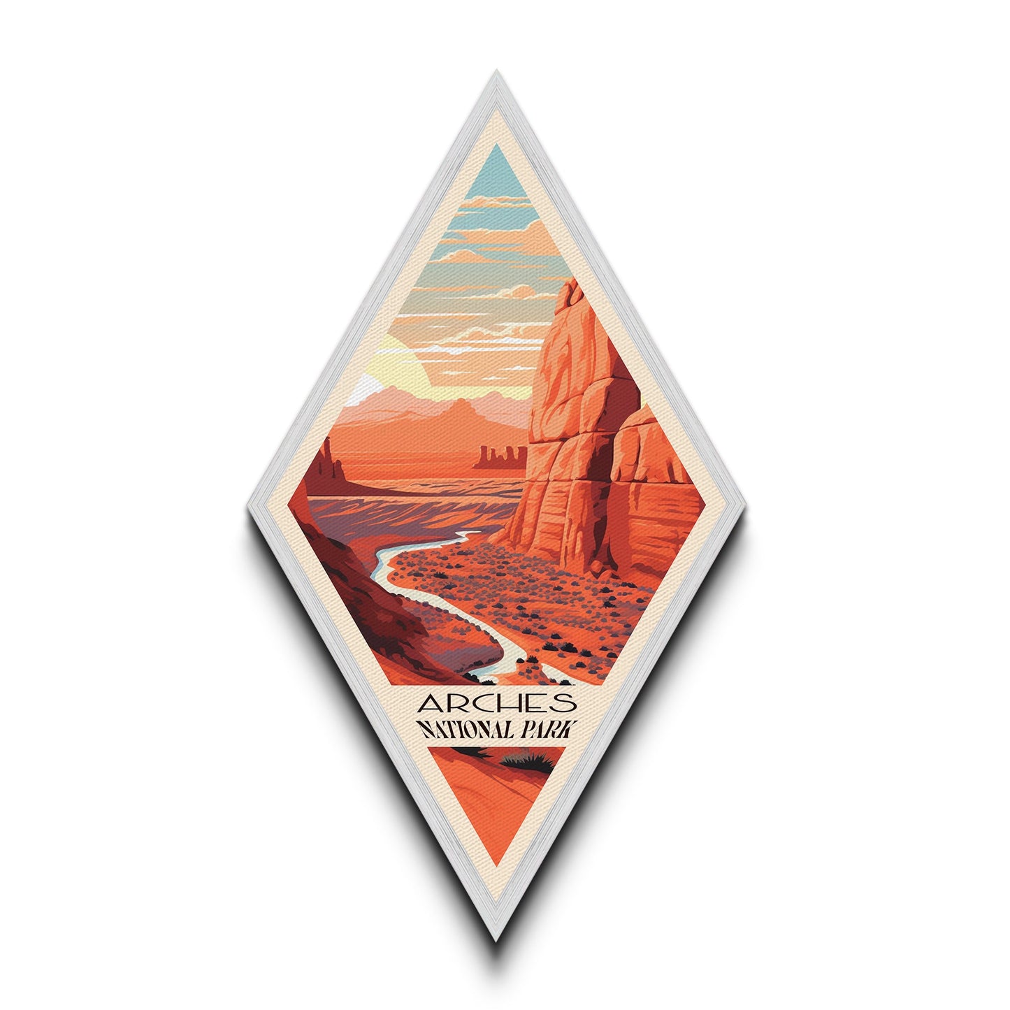 Arches National Park Travel Poster Canvas Texture Print, Travel Decor Art, Midcentury Modern Retro Decor Utah Travel Art