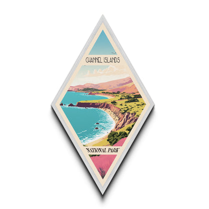 Channel Islands National Park Diamond Shaped Travel Poster Canvas Artwork Print, Canvas Wall Art, Travel Gift, California Travel Art