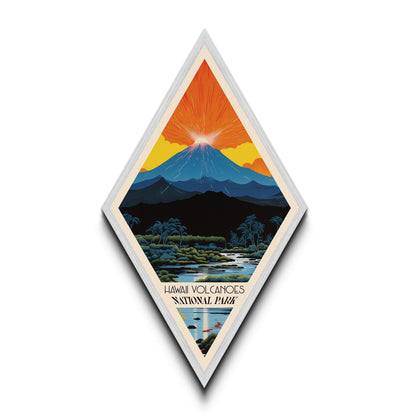 Retro Hawai'i Volcanoes National Park Travel Poster Canvas Texture Print, Travel Decor Art, Midcentury Modern Decor Hawaii Travel Art