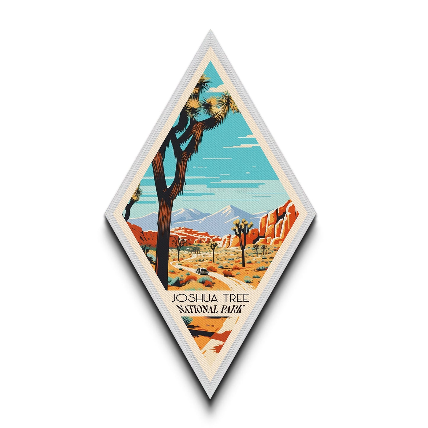 Retro-Reiseposter „Joshua Tree Nationalpark“ auf Leinwand, Reisedeko-Kunst, Midcentury-Modern-Deko, Kalifornien-Reisekunst