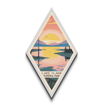 Lake Clark National Park Diamond Shaped Travel Poster Canvas Art Print, Canvas Wall Art, Travel Gift, Alaska Travel Art