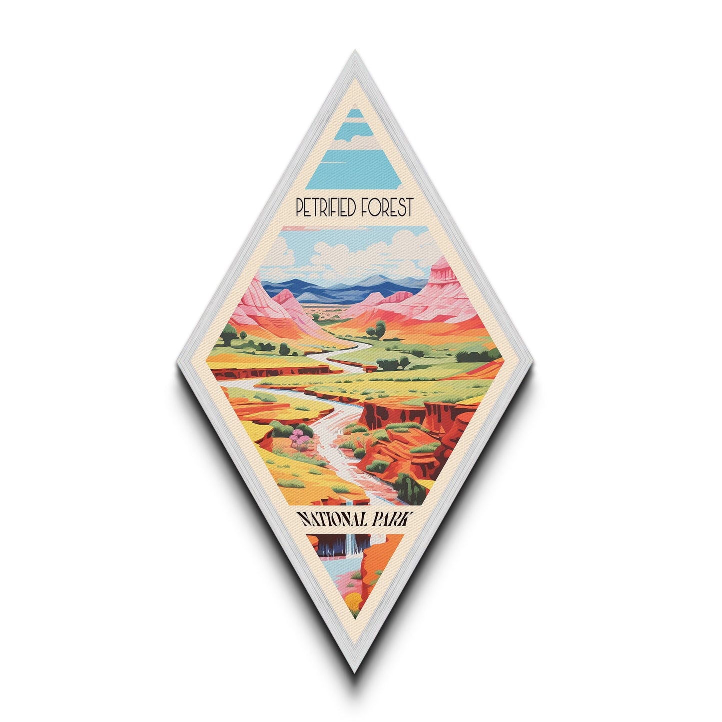 Petrified Forest National Park Adventure Print Canvas Texture Print, Travel Decor Art, Midcentury Modern Retro Decor Arizona Travel Art