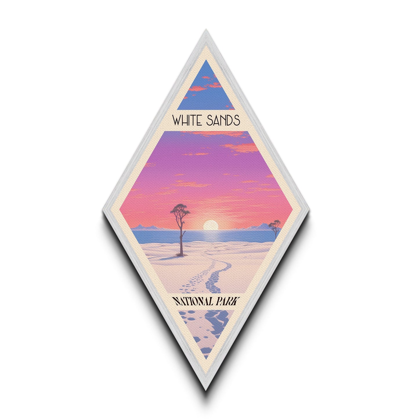 White Sands National Park Diamond Formed Travel Poster Wall Art Art Print, Canvas Wall Art, Travel Present, New Mexico Travel Art