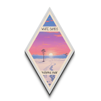 White Sands National Park Diamond Formed Travel Poster Wall Art Art Print, Canvas Wall Art, Travel Present, New Mexico Travel Art