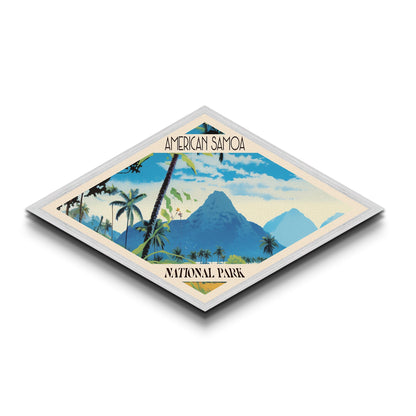 American Samoa National Park Diamond Shaped Travel Poster Artwork Canvas Art Print, Canvas Wall Art, Travel Gift, American Samoa Travel Art