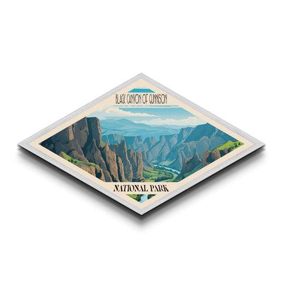 Black Canyon of the Gunnison Diamond-Shaped Adventure Poster Art Canvas Art Print, Canvas Wall Art, Travel Present, Colorado Travel Art