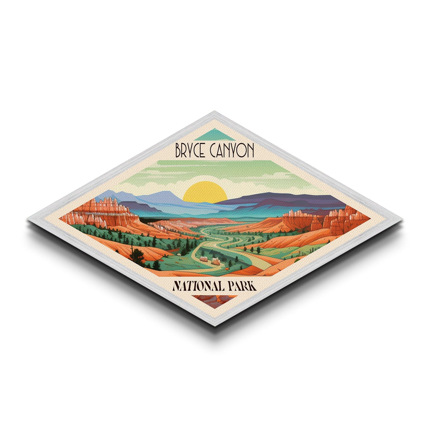 Bryce Canyon National Park Diamond Shaped Travel Poster Art Canvas Art Print, Canvas Wall Art, Travel Gift, Utah Travel Art