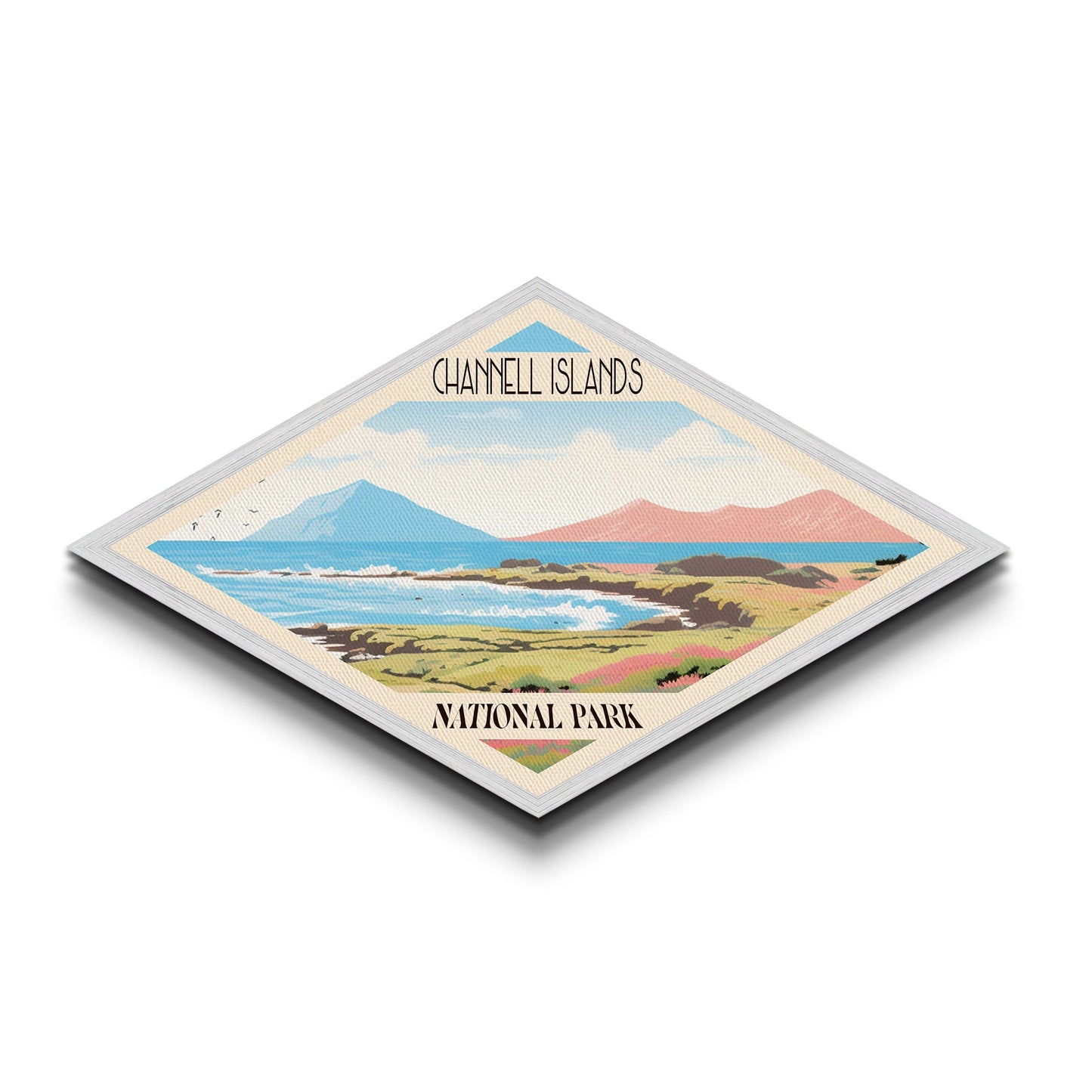 Channel Islands National Park Diamond Shaped Travel Poster Art Canvas Art Print, Canvas Wall Art, Travel Gift, California Travel Art