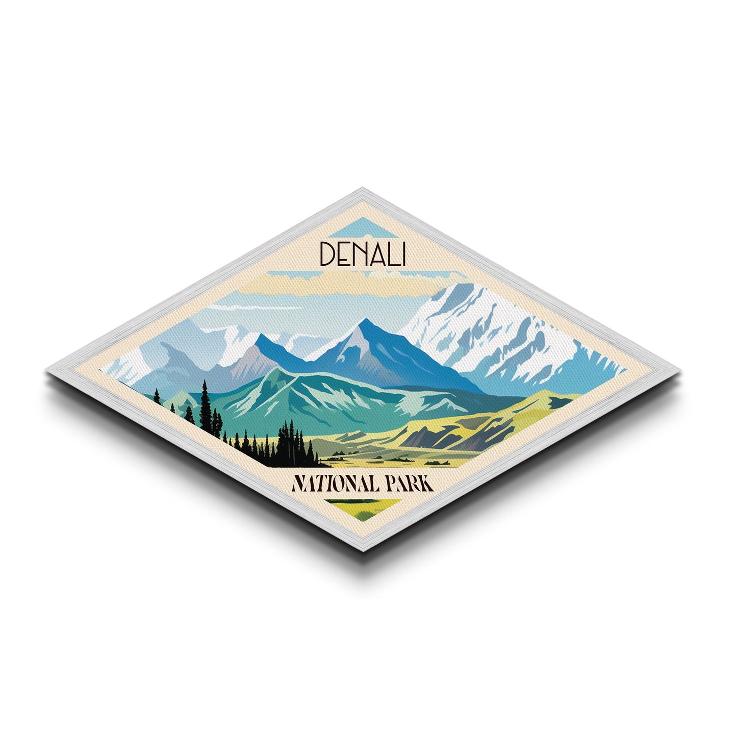 Denali National Park Travel Poster Art Canvas Texture Print, Travel Decor Art, Midcentury Modern Retro Decor Alaska Travel Art