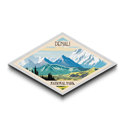 Denali National Park Travel Poster Art Canvas Texture Print, Travel Decor Art, Midcentury Modern Retro Decor Alaska Travel Art