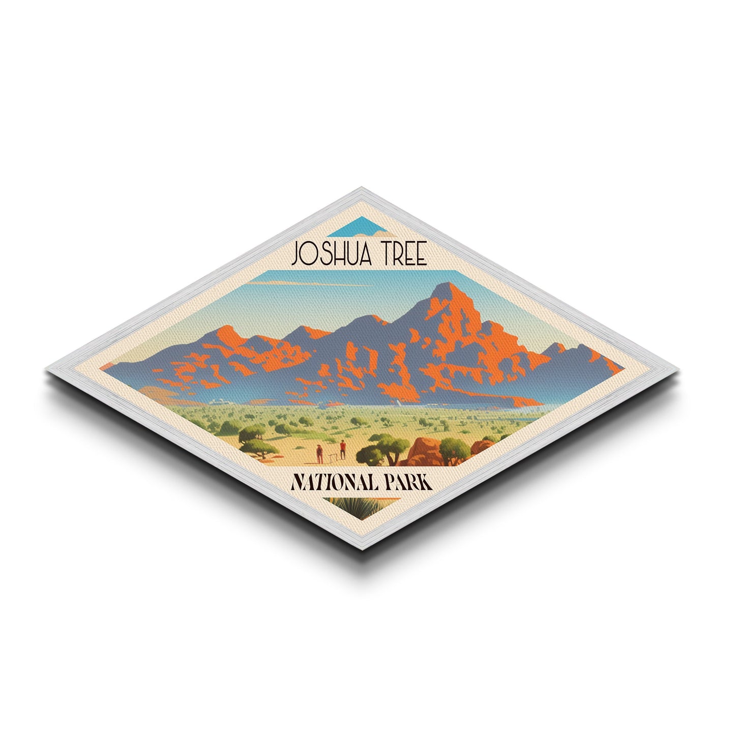 Retro Joshua Tree National Park Adventure Poster Artwork Canvas Texture Print, Travel Decor Art, Midcentury Modern Decor California Travel Art