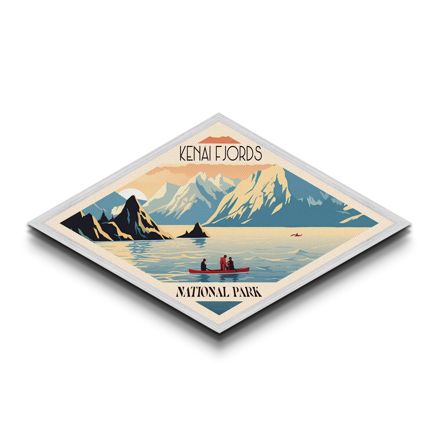 Retro Kenai Fjords National Park Travel Poster Art Canvas Texture Print, Travel Decor Art, Midcentury Modern Decor Alaska Travel Art