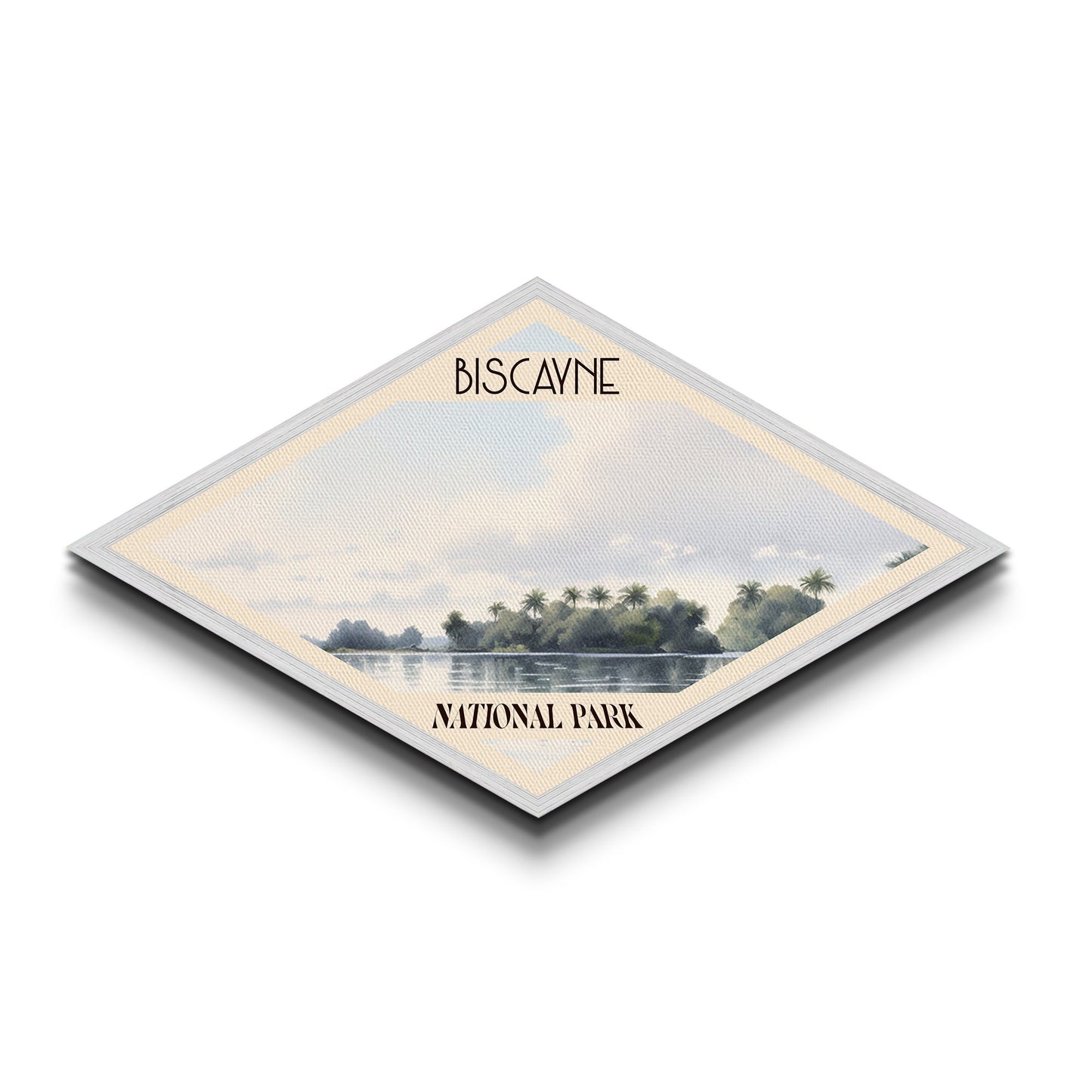 Biscayne National Park Diamond Shaped Travel Poster Canvas Art Print, Canvas Wall Art, Travel Gift, Florida Landscape