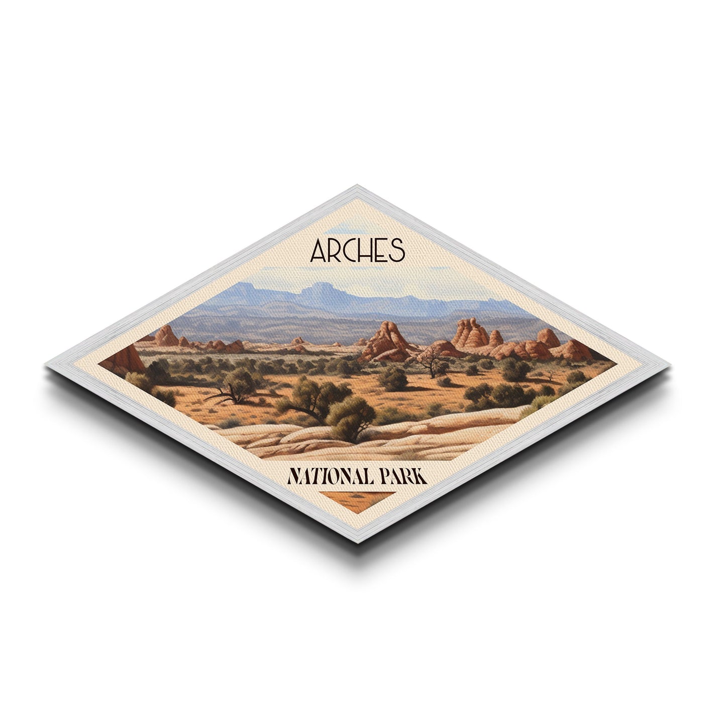 Arches National Park Travel Poster Canvas Texture Print, Travel Decor, Midcentury Modern Retro Decor Utah Landscape