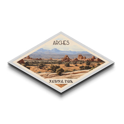 Arches National Park Travel Poster Canvas Texture Print, Travel Decor, Midcentury Modern Retro Decor Utah Landscape