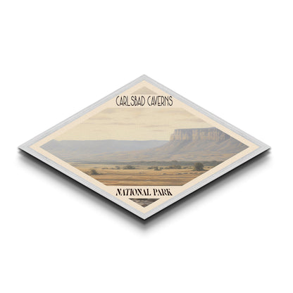 Retro Carlsbad Caverns National Park Travel Poster Canvas Texture Print, Travel Decor, Midcentury Modern Decor California Landscape