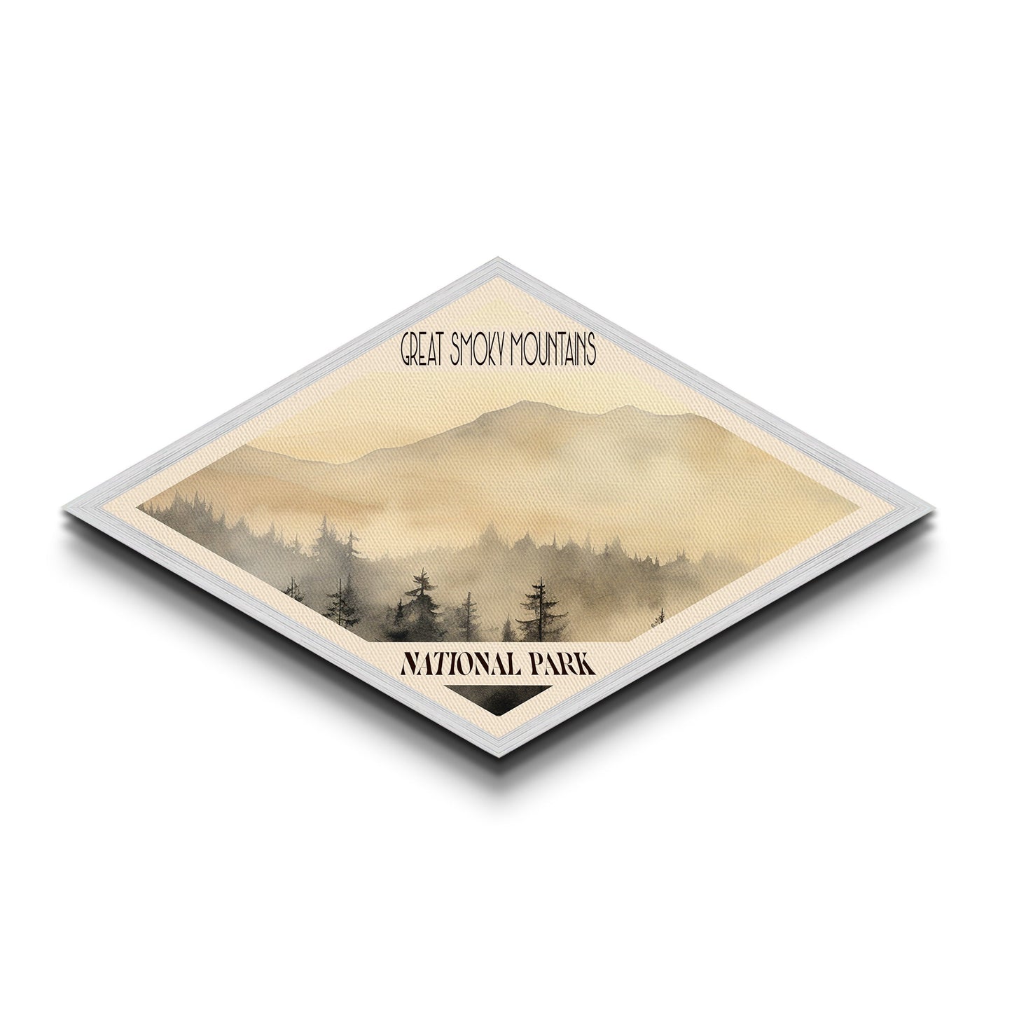 Retro-Reiseposter mit Leinwandstruktur des Great Smoky Mountains Nationalparks, Reisedekoration, Midcentury-Modern-Dekor, Landschaft von North Carolina