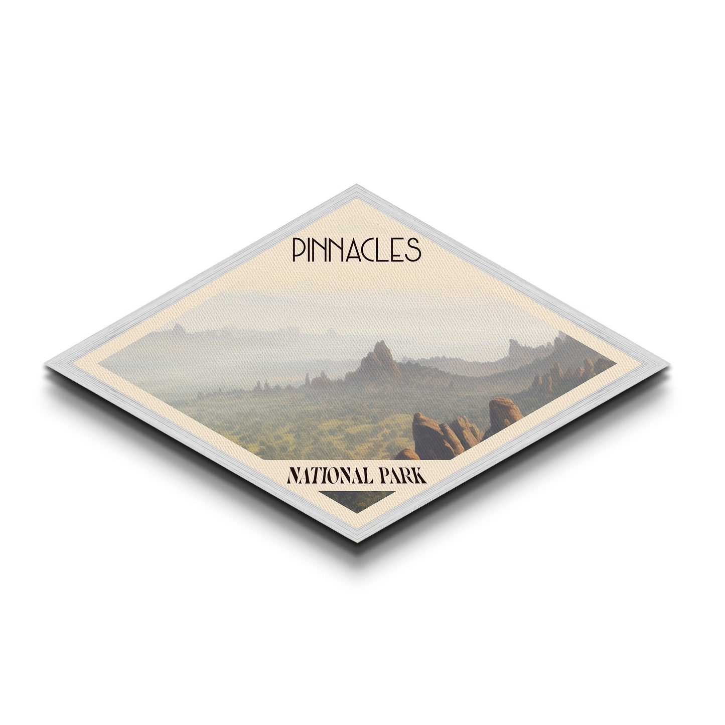 Pinnacles National Park Diamond Shaped Adventure Poster Canvas Art Print, Canvas Wall Art, Travel Present, California Landscape