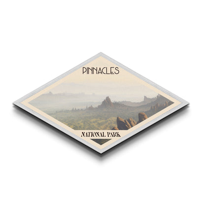 Pinnacles National Park Diamond Shaped Adventure Poster Canvas Art Print, Canvas Wall Art, Travel Present, California Landscape