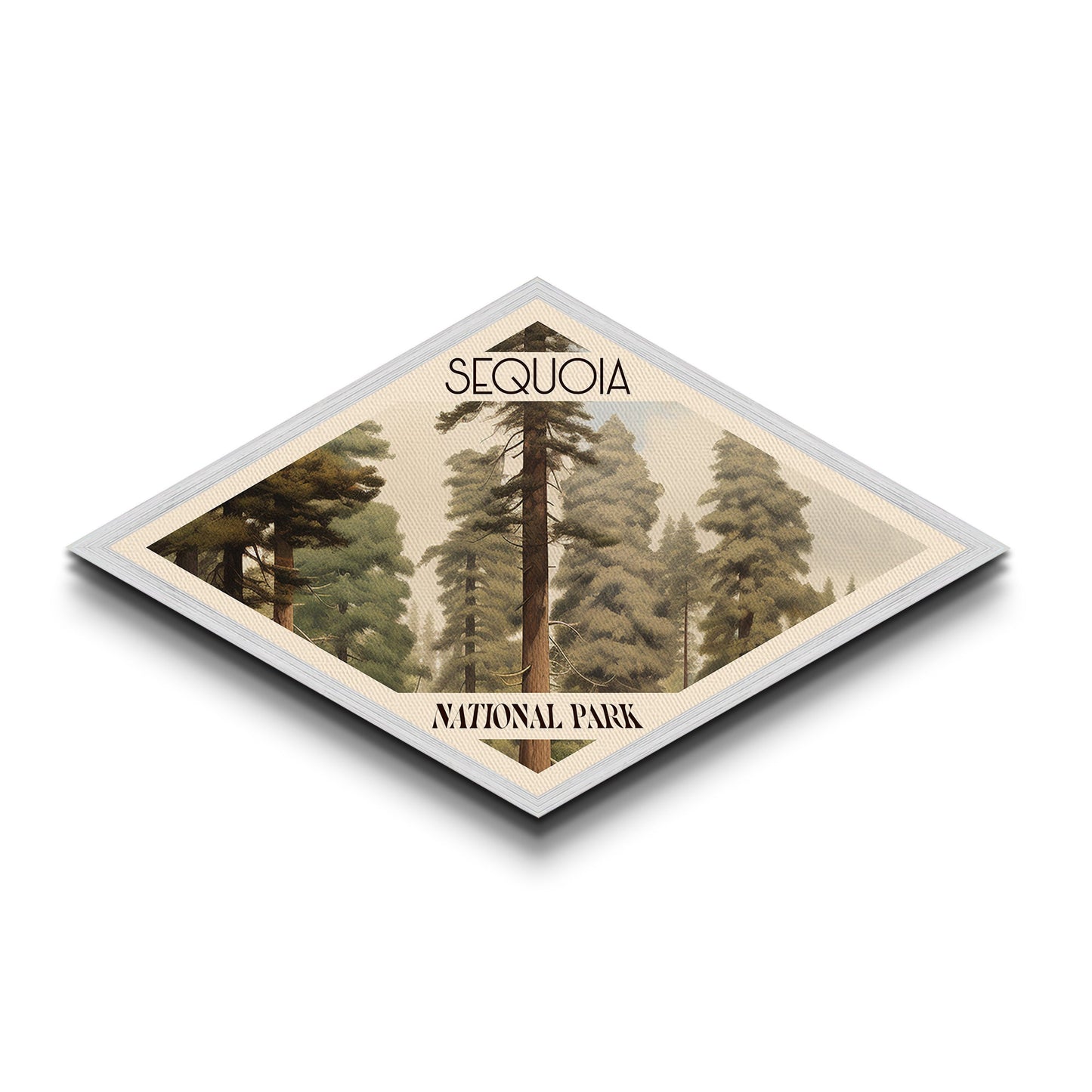 Sequoia National Park Diamond Shaped Travel Print Canvas Art Print, Canvas Wall Art, Travel Present, California Landscape