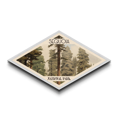 Sequoia National Park Diamond Shaped Travel Print Canvas Art Print, Canvas Wall Art, Travel Present, California Landscape