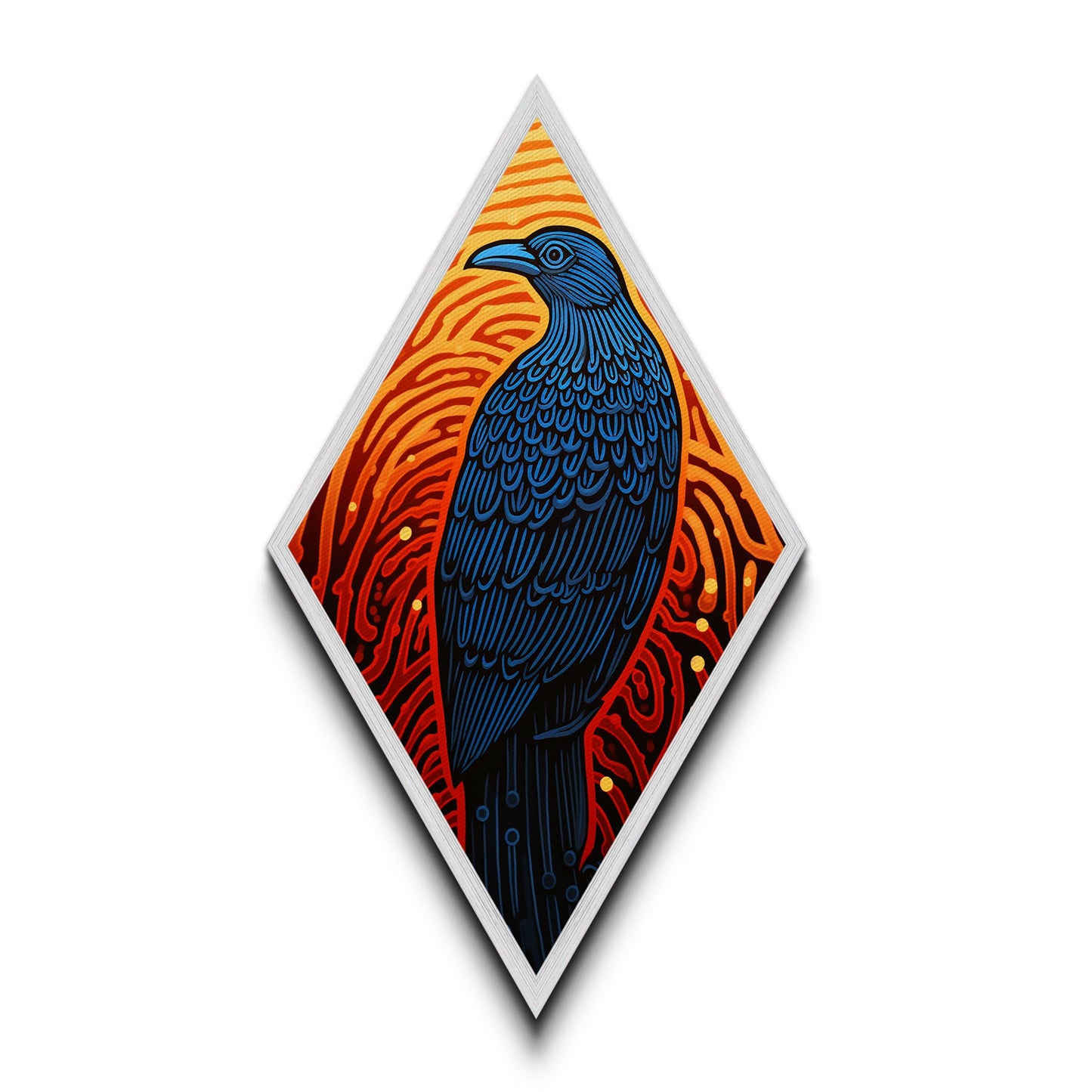 Gothic Raven Diamond Shaped Wall Art, Canvas Embossed Print, Diamond Shaped Wall Decor, Funky Art, Mid-Century Modern Retro Art