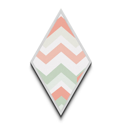 Soft Modern Stripes Diamond Shaped Canvas Textured Print with pastel chevron design retro nursery decor abstract pattern in green pink white