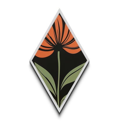 Bold Coneflower — Diamond Shaped Canvas Embossed Print adds flair to home office or studio with mid-century botanical minimal flower decor