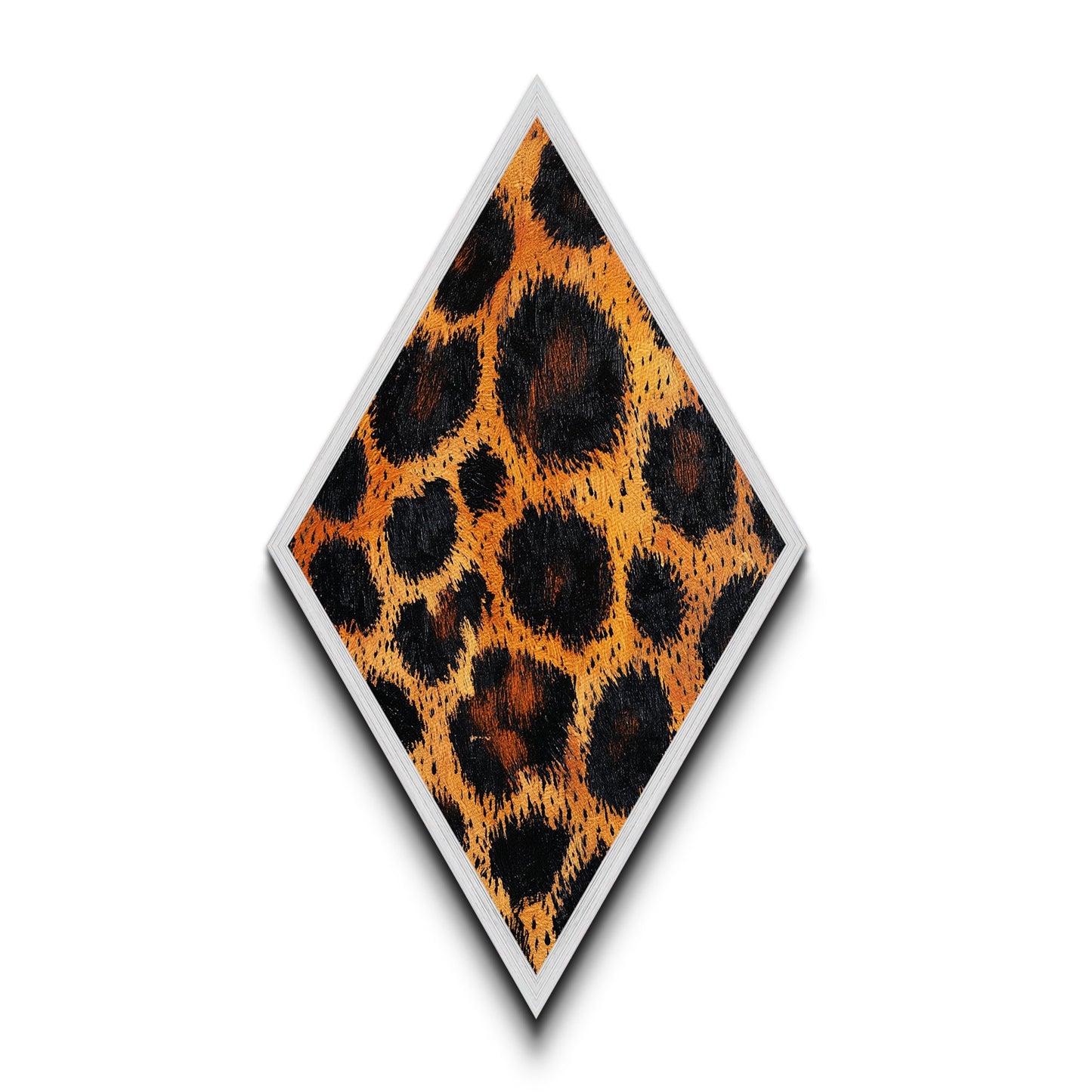 Leopard Print Pattern Diamond Shaped Canvas Textured Print, Bold Animal Wall Art, Safari Jungle Aesthetic, Glam Fashion Decor