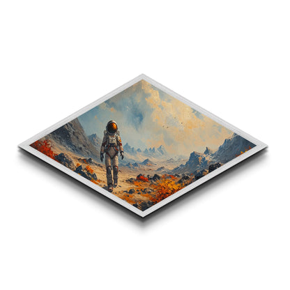 Astronaut Frontier Journey Diamond Shaped Canvas Textured Print space exploration art sci-fi galaxy wall art gift idea