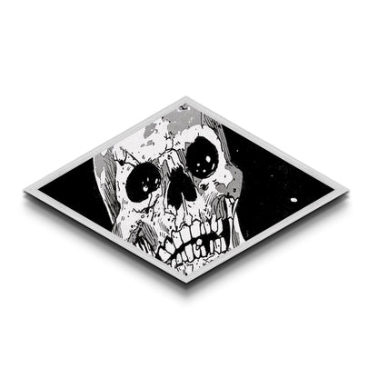 Manga Skull Scream Diamond Shaped Canvas Art Print horror comic style anime decor edgy wall art unique gothic Halloween gift