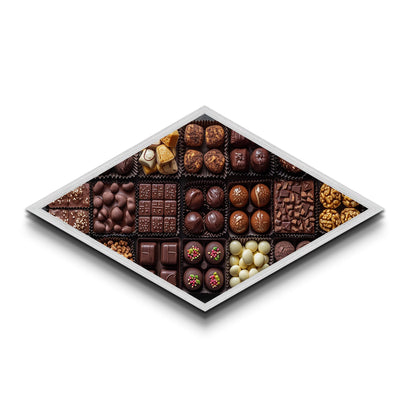 Chocolate Bliss Box Diamond Shaped Canvas Textured Print Gourmet Sweets Wall Art Kitchen Decor Foodie Gift Valentine's Day