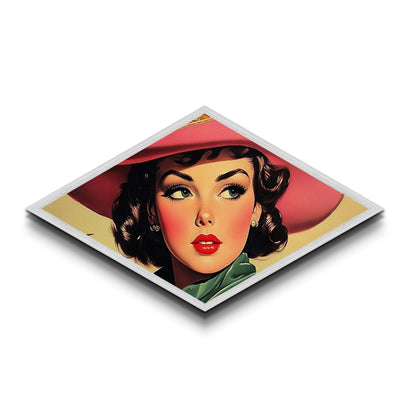 Autumn Cowgirl Glow Diamond Shaped Canvas Textured Print rustic fall farmhouse art western portrait cozy decor country home wall